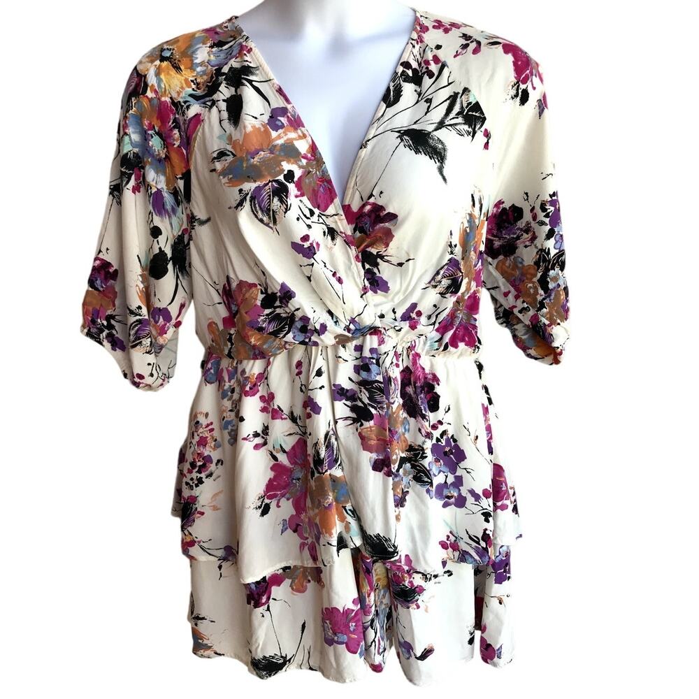 Umgee Floral Mini Dress with Lots of Feminine Details Bright Colorful!